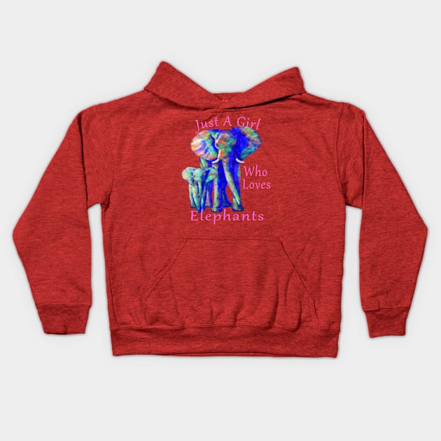 Just A Girl Who Loves Elephants Kids Hoodie by macdonaldcreativestudios